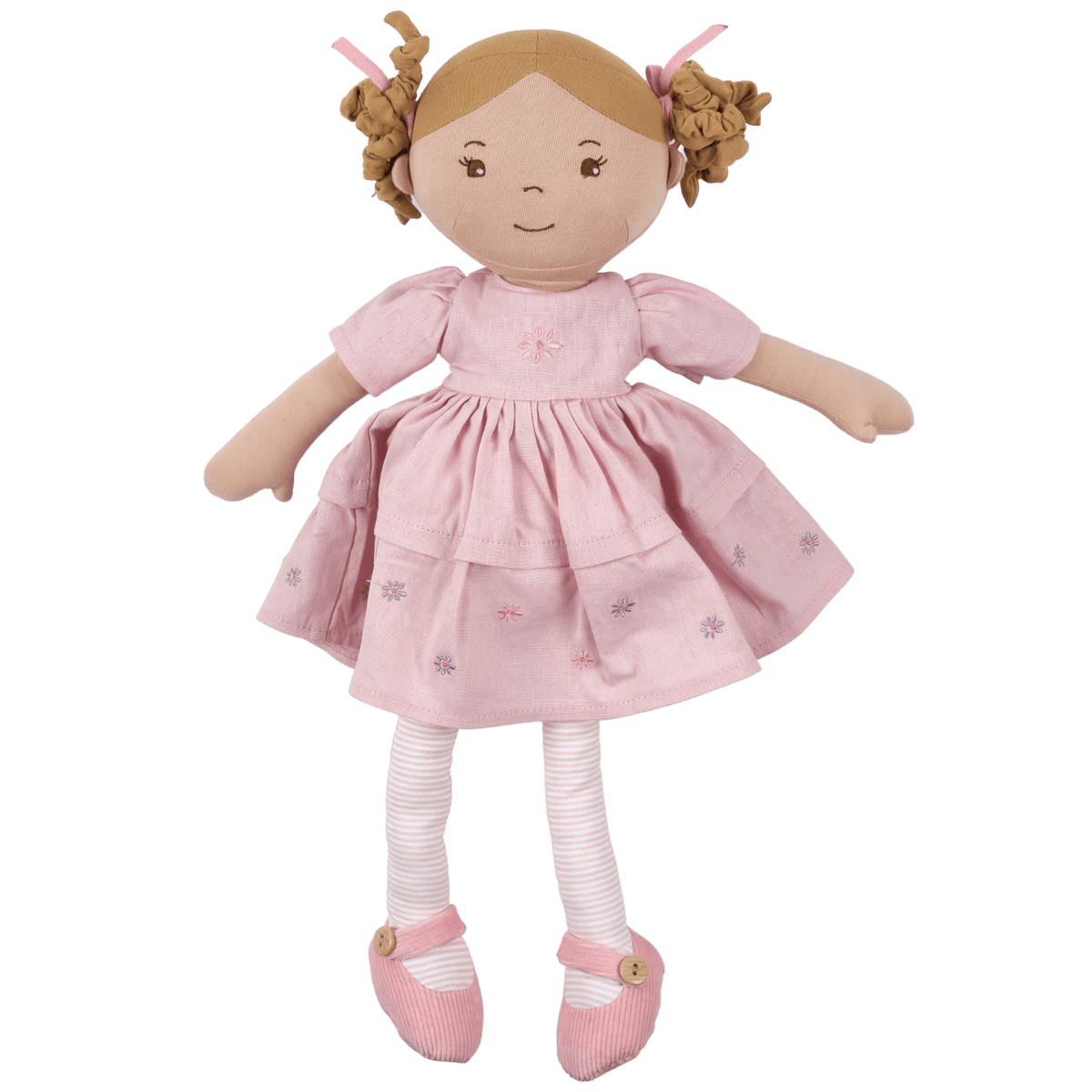 Amelia Lt. brown hair Doll with Pink Linen dress Bonikka Dolls